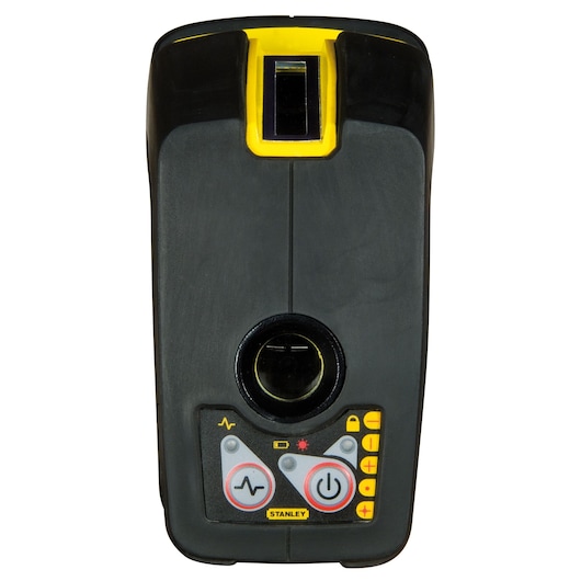 STANLEY 1-77-321 black and yellow digital wall scanner front view, showing control buttons and display.