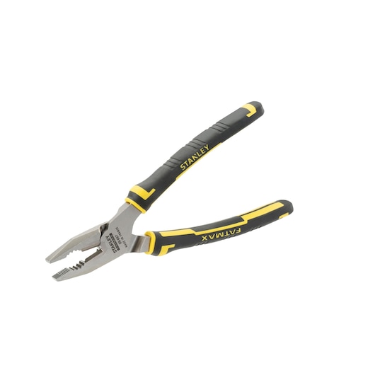 Stanley FatMax pliers with black and yellow handles shown against a white background.