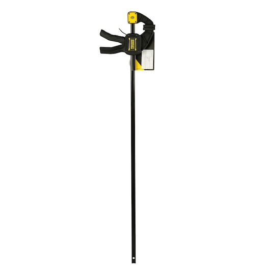 STANLEY FMHT0-83237 bar clamp, black and yellow, front angle on white background.