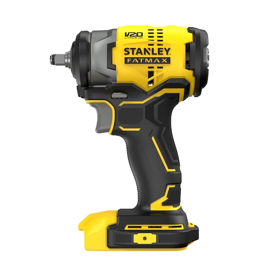 STANLEY SFMCF910B impact wrench, yellow and black, side angle, cordless power tool.