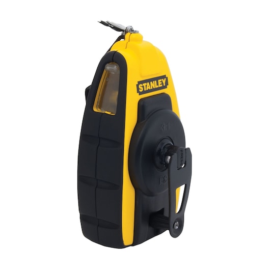 Stanley chalk line reel in yellow and black, used for marking straight lines on surfaces.