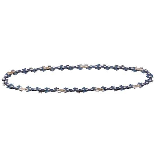 STANLEY STZCS220 chainsaw chain oval top view on white background.