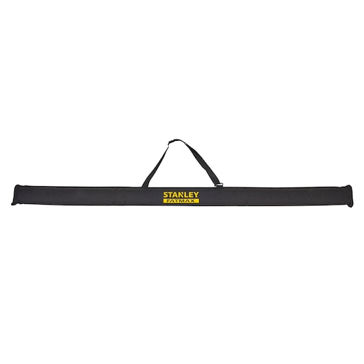 Photo of STANLEY XTHT0-43119 black FatMax level carrying case, front angle, with handle and logo visible.